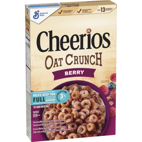 Cheerios berry oat crunch cereal, front of package