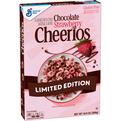 Chocolate strawberry cheerios, front of package