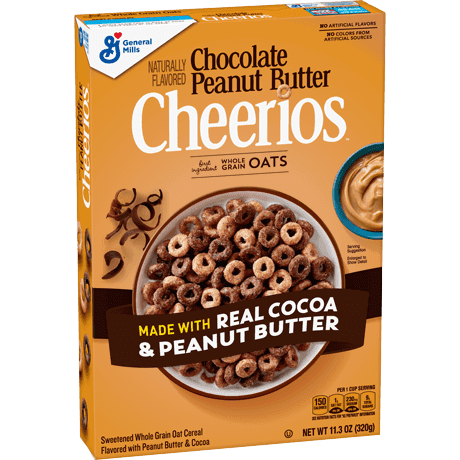 Chocolate peanut butter cheerios, front of package